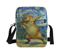 Van Gogh's Starry Night Capybaras piccola borsa messenger per gli uomini borse a tracolla da donna borsa a tracolla da donna tracolla tracolla regolabile per uso quotidiano all'aperto