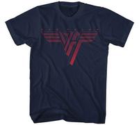 Rock Off Van Halen - Maglietta Classica da Uomo, con Logo Rosso, Blu, Blu Marino, M