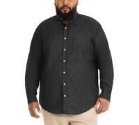 Van Heusen - Camicia da Uomo a Maniche Lunghe in Popeline con Bottoni - Nero - 3X-Large Grande