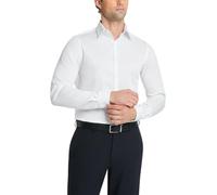 Van Heusen - Camicia da uomo slim fit con colletto flessibile, tinta unita, elasticizzata, bianco, 18" Collo 32"-33" Manica