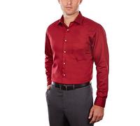 Van Heusen Camicie Abito Uomo Regular Fit Lux Rasatello Stretch Solido, Rosso, 46 cm Collo 86 cm- 89 cm Manica