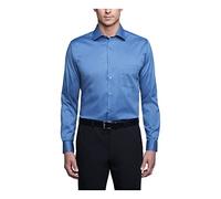 Van Heusen Dress Shirt Regular Fit Flex Collar Stretch Solid Camicia da Smoking, Blu Polveroso, 38 cm Hals 86 cm-89 cm Ärmel Uomo