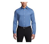 Van Heusen Men's Dress Shirt Slim Fit Flex Collar Stretch Solid, Dusty Blue, 17" Neck 34"-35" Sleeve