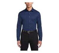 Van Heusen Men's Dress Shirt Slim Fit Flex Collar Stretch Solid, Night Blue, 18" Neck 32"-33" Sleeve