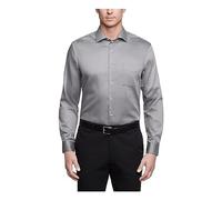 Van Heusen Men's Dress Shirts Regular Fit Lux Sateen Stretch Solid, Grey, 16" Neck 32"-33" Sleeve