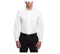 Van Heusen Men's Long-Sleeve Oxford Dress Shirt, White, 18.5" Neck 32"-33" Sleeve