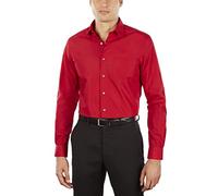Van Heusen Men's Poplin Fitted Solid Point Collar Dress Shirt, Flame, 17.5" Neck 34"-35" Sleeve