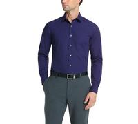 Van Heusen Men's Poplin Fitted Solid Point Collar Dress Shirt, Persian Blue, 16" Neck 36"-37" Sleeve