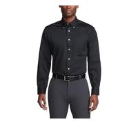 Van Heusen Men's Regular Fit Twill Solid Button Down Collar Dress Shirt, Black, 4X-Large