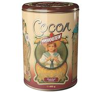 Van Houten Since 1828 Cocoa / Polvere di Cacao Ideale per Cioccolata Calda Conservato in Barattolo di Latta Decorato con Stampe in Stile Liberty - 1 x 500 Gram