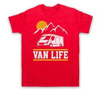 Van Life Camper Van Living Off Grid Maglietta da uomo, Rosso, S