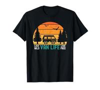 Van Life Tramonto Silhouette Camping Vannin' Live Wild Free Maglietta