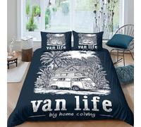 van life travelcopripiumino morbida 3 Pezzi stampa di 3D cerniera nascosta retro illustration style Set Di Copripiumino con federe per cuscini soffice for bambini e adolescenti Super king（260x220cm）