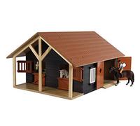 Van Manen, Kids Globe Farming 610167 - Stalla per cavalli in legno, scala 1:24, con 2 vani, officina, tetto e porte mobili