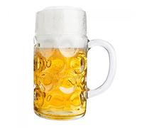 Van Well boccale di birra, 1 litro, con tacchetta, boccale grande con manico, resistente al lavaggio in lavastoviglie, perfetto per la gastronomia