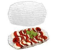 Van Well Set di 2 piatti da portata in vetro, rettangolari, lunghezza 25,5 x 17 cm, con struttura e rilievo, per sushi, torte e cupcake, pesce e carne, piatto per formaggio e salsicce, vassoio