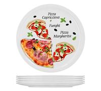 Set di 6 piatti da pizza grandi - 30,5 cm, in porcellana con bella immagine - per la Pizza/Pasta