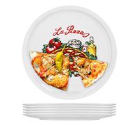 van Well Set di 6 piatti per pizza italiani grandi ø 30,5 cm Napoli - porcellana XL piatti per pizza e pasta - adatti al forno a microonde, lavabili in lavastoviglie, impilabili - stoviglie per la