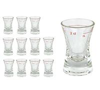 Van Well Set di bicchieri da liquore, 12 pezzi, calibrati, 2 cl, concavi, con tacchetto, vetro di alta qualità