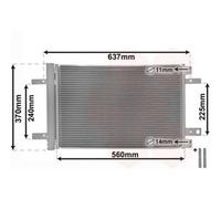 VAN WEZEL Condensatore Aria Condizionata per Opel Grandland X 75 A18 Zafira Life