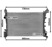 VAN WEZEL Radiatore motore Grupo Rafredamento Radiatore Rafredamento Motore Larghezza della rete 375mm Lunghezza della rete 540mm Profondità della rete 23mm 17002318
