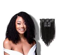 Vanalia 9A kinkys curly human hair 3C 4A Curly Clip ins Double Wefted Natural Black 100% Remy Human Hair 120 Gram 7 Pieces 18 Clips for African American Black Women Kinkys Curly 12 Inch