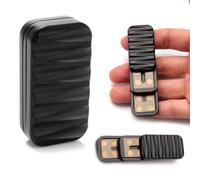 VANANA Fidget Slider giocattolo in metallo per adulti, 3 strati, antistress e messa a fuoco, gadget da scrivania per ufficio, regalo, design ondulato (nero)