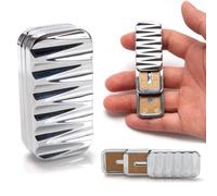VANANA Fidget Slider giocattolo in metallo per adulti, 3 strati, strumento antistress e messa a fuoco, gadget da scrivania da ufficio, regalo con design ondulato (argento lucido)