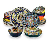 vancasso 12/16/18/24 pezzi Set di stoviglie in ceramica gres stile bohémien con cena/piatto da Dessert/cereali/ciotola per Pasta per 6