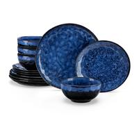 Vancasso 12/24 pezzi set di piatti in ceramica blu set da pranzo in gres per cambio forno con 4 pezzi piatto piano/dessert/ ciotola di cereali per 4/8