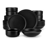 vancasso 24/48 pezzi piatti in ceramica nera Set da pranzo Set in gres stoviglie eleganti con piatto da pranzo 6/12 pezzi/Dessert/ciotola/zuppa