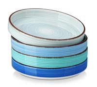 vancasso 4/8 pezzi grande piatto di Pasta blu multicolore dipinto a mano spirale stoviglie Set 380ML per frutta/cereali/Ramen ciotola per 4 Blue