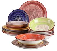Vancasso ALBERO Set di stoviglie in gres 18/36 pezzi piatto da pranzo Vintage in stoviglie di Design Shabby Chic per 6/12 persone 18pcs MIX COLOR