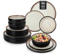 vancasso AMBER Servizio Piatti per 12 Persone, Set Piatti Moderni 36 Pezzi in Gres - 12x Piatti Piani, Piatti Dessert e Ciotole Cereali - Adatto per Lavastoviglie e Microonde - Smalto Giallo Chiaro