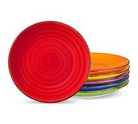 vancasso Bonita - Set di 6 piatti piani dipinti a mano in stile rustico, 21,5 cm, piatti da portata per cena, bistecca, portata principale, resistenti ai graffi