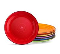 vancasso Bonita - Set di 6 piatti piani grandi, dipinti a mano, effetto rustico, 26,5 cm, per cena, bistecca, portata principale, resistente ai graffi, multicolore