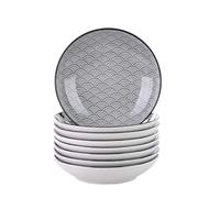 Vancasso Haruka Set 8 Pezzi Servizio da Tavola Porcellana, Set di Piatti Fondi Piatti Piatto, Piatti da Dessert Insalata Pasta Pizza Tondo Colore Verde Nera Bianca per 8 Persone