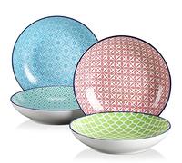 vancasso MACARON Set 4 Piatti Fondi, 900 ML Servizio da Tavola Porcellana, Piatti da Zuppa Dessert Insalata Pasta Pizza Tondo, Forno a Microonde e Lavabile in Lavastoviglie, Stile Giaponesi
