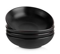 vancasso MODA Ciotole per Pasta Set di 4, 22.3 x 6.3 cm Piatti Fondi in Gres, Piatti per Pasta, 45 oz Ciotole Grandi per Insalata, Adatti al Forno a Microonde e Lavastoviglie, Nero