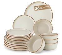 vancasso RENO - Set di stoviglie da 6 persone, 36 pezzi, in gres porcellanato, servizio da tavola moderno, piatti da dessert, ciotole per cereali, antigraffio, lavabili in lavastoviglie e adatti al