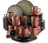 vancasso, Serie Bubble, 48 Pezzi Servizio Piatti in Stoneware con 12 Piatti da Dessert, 12 Piatti Fondi e 12 Ciotole Cereali e 12 Tazze per 12 Persone stile vintage