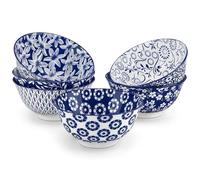 vancasso Serie SELENE - Set di 6 Ciotole per Colazione Cereali in Ceramica da 720 ml - Stile Cinese Blu e Bianco - Ciotole Cucina Adatte per Cereali, Insalata, Zuppa, Ramen, Pasta e Dessert