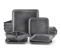 vancasso Set di stoviglie da 12/24 pezzi Set di stoviglie quadrate Piatti Set da tavola per 4 piatti/Piatti da dessert/Botola di cereali