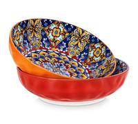 vancasso SIMI Ciotole per Pasta - 2340ML Piatti Fondi Grandi Colorati in Ceramica, 25,4CM Ciotole Grandi per Zuppa, Pasta, Insalata, Adatti al Forno a Microonde e Lavastoviglie, Stile Boho, Set di 2
