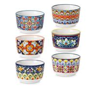 vancasso SIMI Pirottini per Soufflé Set, 6 X 120 ml Stampi per Soufflé, Mini Ciotole in Porcellana per Creme Brulè, Set da Stampi a Prova di Forno per Crema Pasticcera, Budino, Ø 8 cm, Stile Boho