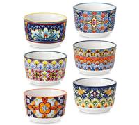 vancasso SIMI Pirottini per Soufflé Set, 6 X 180 ml Stampi per Soufflé, Mini Ciotole in Porcellana per Creme Brulè, Set da Stampi a Prova di Forno per Crema Pasticcera, Budino, Ø 9 cm, Stile Boho