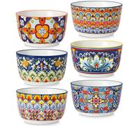 vancasso SIMI Pirottini per Soufflé Set, 6 X 240 ml Stampi per Soufflé, Mini Ciotole in Porcellana per Creme Brulè, Set da Stampi a Prova di Forno per Crema Pasticcera, Budino, Ø 10 cm, Stile Boho