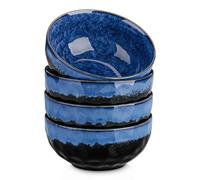 vancasso STARRY Set di 4 Ciotola per Cereali 720ML, Insalatiera con Smalto Reattivo in Gres 14,9CM, Ciotole per Zuppe, Ciotole per Pasta Colazione, Sicuro in Microonde e Lavastoviglie, Blu Vintage