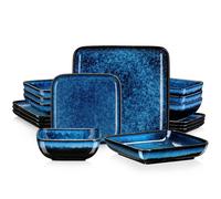 Vancasso Stern piatti ceramica set di stoviglie da 16 pezzi blu quadrato forno cambia smalto stoviglie da cucina set di stoviglie piatto in ceramica per 4 persone set piatti da tavola GREEN-16-PIECE