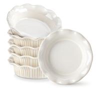 vancasso Teglia da 14 cm a 256 ml, mini stampi per torte, 6 pezzi, in ceramica, per dolci, piccoli piatti, facili da pulire, lavabili in lavastoviglie, microonde e forno, colore: bianco